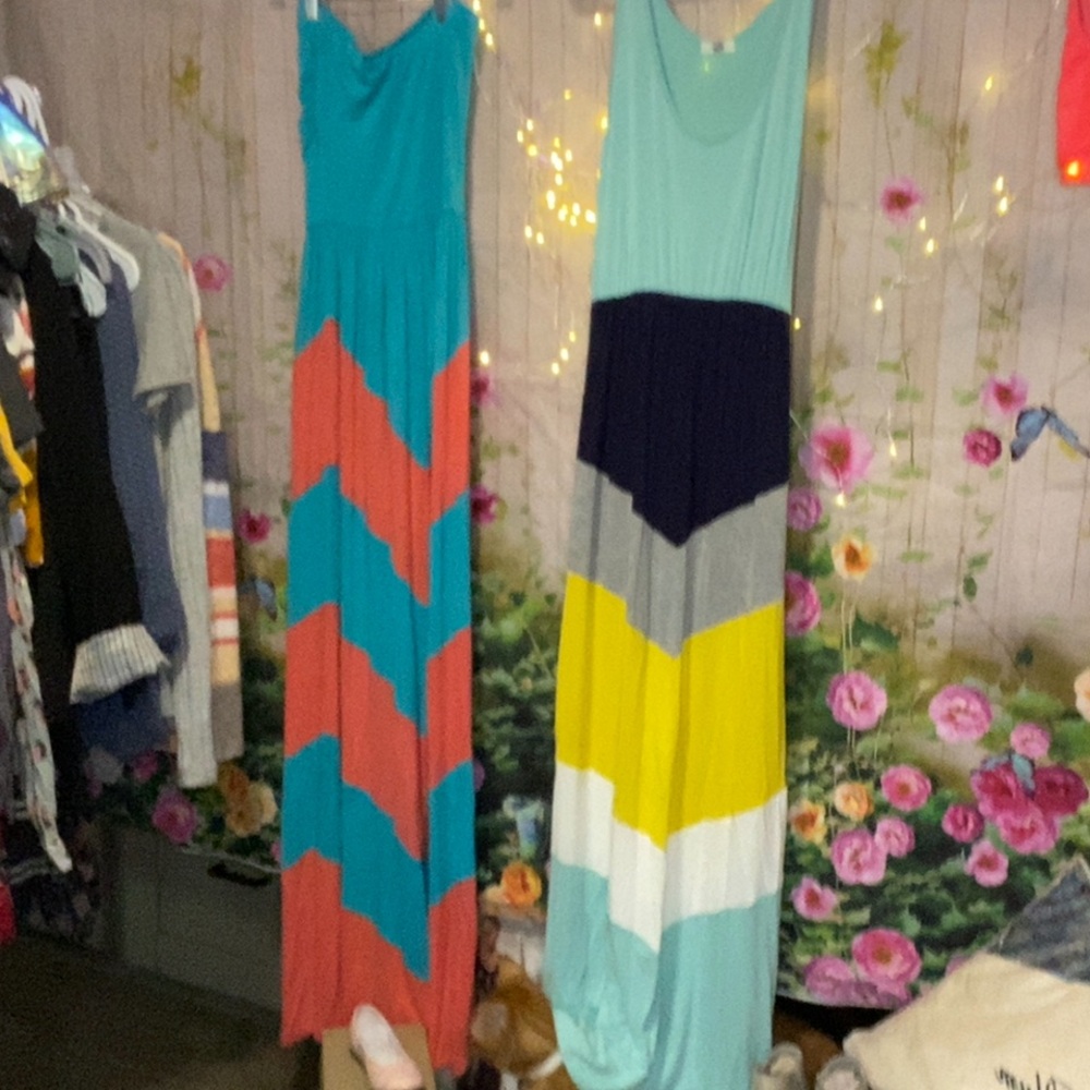 2 Colorful Chevron Maxi Dress